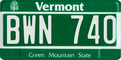 VT license plate BWN740