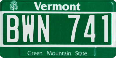VT license plate BWN741