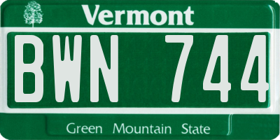 VT license plate BWN744