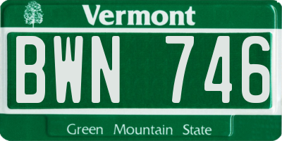 VT license plate BWN746