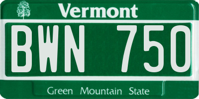 VT license plate BWN750