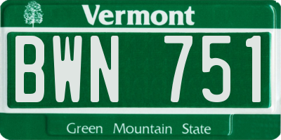 VT license plate BWN751