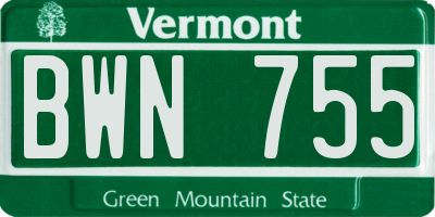 VT license plate BWN755