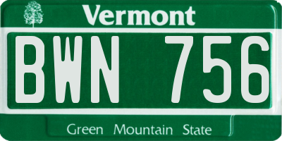 VT license plate BWN756
