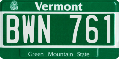 VT license plate BWN761