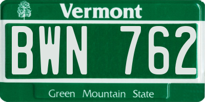 VT license plate BWN762