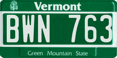 VT license plate BWN763