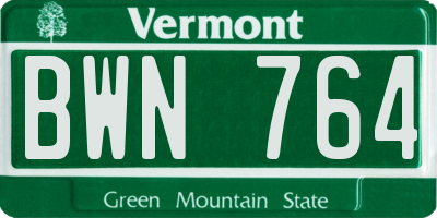 VT license plate BWN764