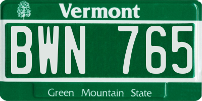 VT license plate BWN765