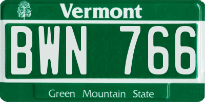VT license plate BWN766