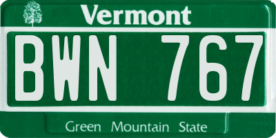 VT license plate BWN767