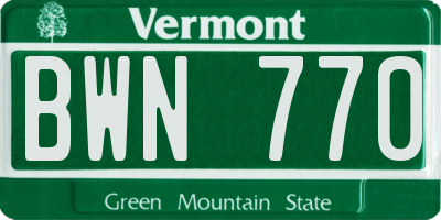 VT license plate BWN770