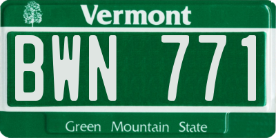 VT license plate BWN771