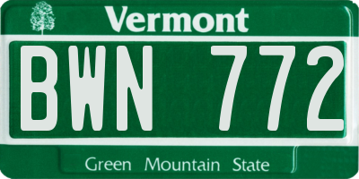 VT license plate BWN772