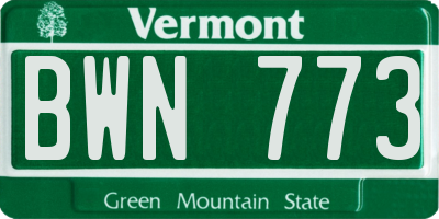 VT license plate BWN773