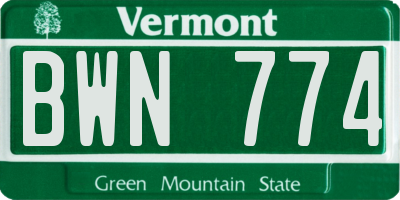 VT license plate BWN774