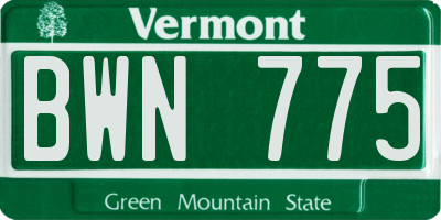 VT license plate BWN775