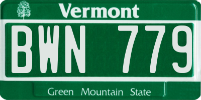 VT license plate BWN779