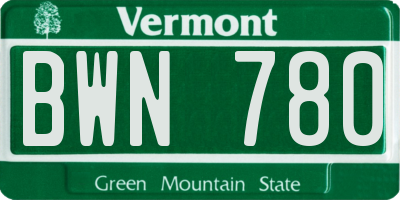 VT license plate BWN780
