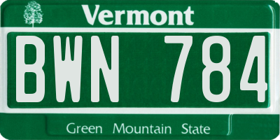 VT license plate BWN784