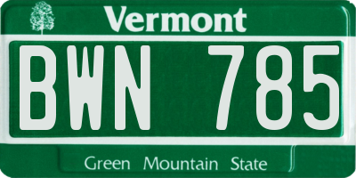 VT license plate BWN785