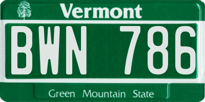 VT license plate BWN786