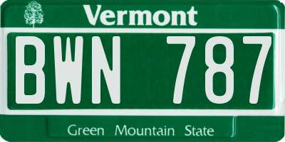 VT license plate BWN787