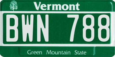 VT license plate BWN788