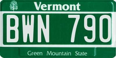 VT license plate BWN790