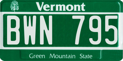 VT license plate BWN795