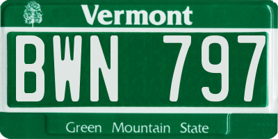 VT license plate BWN797