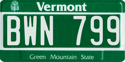 VT license plate BWN799