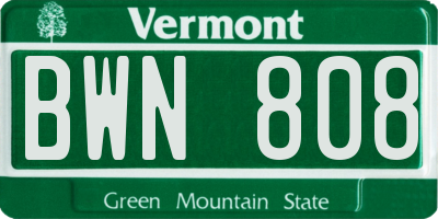 VT license plate BWN808