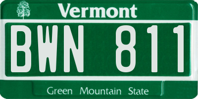 VT license plate BWN811