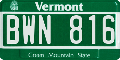 VT license plate BWN816