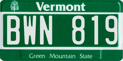 VT license plate BWN819