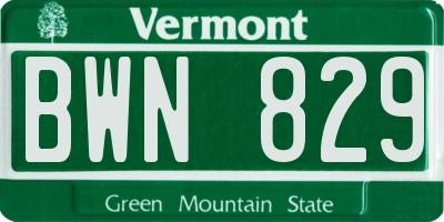 VT license plate BWN829