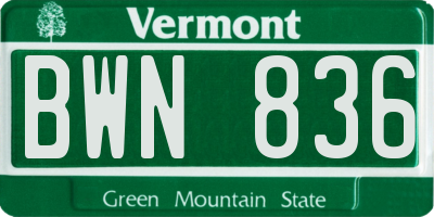 VT license plate BWN836