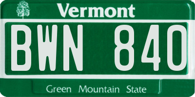 VT license plate BWN840