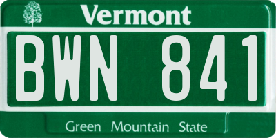 VT license plate BWN841