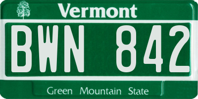 VT license plate BWN842