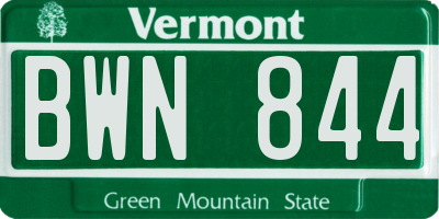 VT license plate BWN844