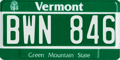 VT license plate BWN846