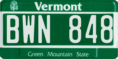 VT license plate BWN848