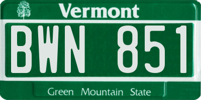 VT license plate BWN851