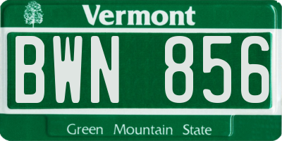 VT license plate BWN856