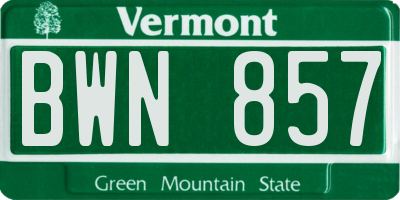 VT license plate BWN857