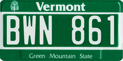 VT license plate BWN861