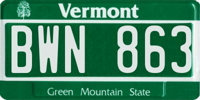 VT license plate BWN863