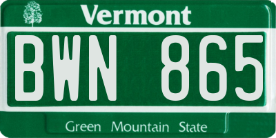 VT license plate BWN865